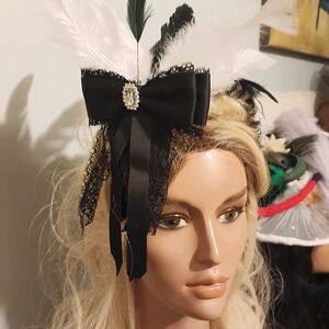 Chic Black and White Feather Hair Fascinator